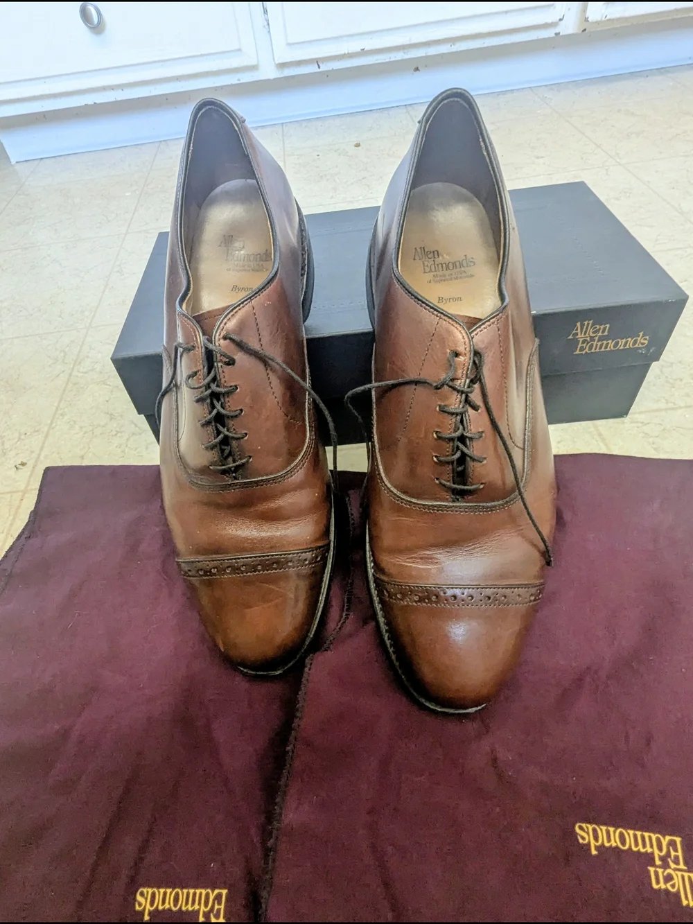 Allen Edmonds Byron Brown Cap Toe Oxford Dress Shoes Men's 10.5 D USA